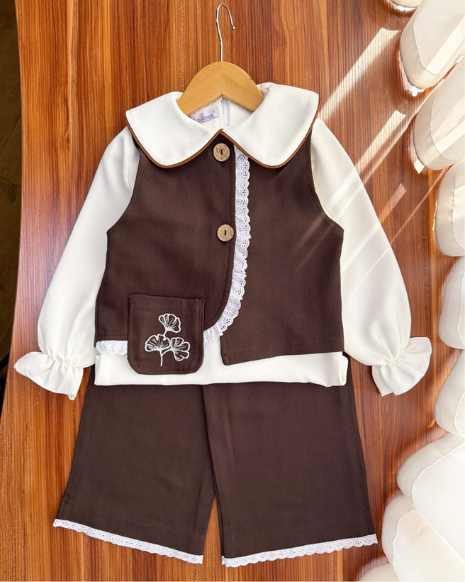 ست سه تیکه دخترانه گلی کد ۴۱۹